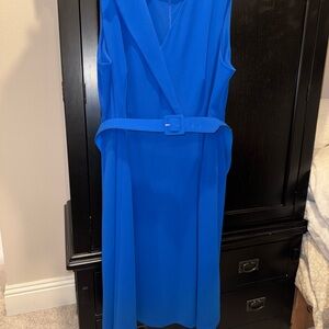 Calvin Klein Vibrant Blue Belted Midi Dress